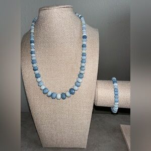 Blue opal beaded necklace & bracelet set by Jay king